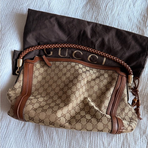 Gucci Beige and Brown Monogram Hobo - Picture 2 of 8